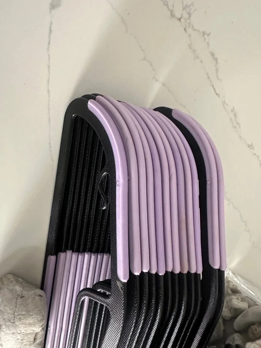 Non-Brand Black and Lavender Non-Slip Plastic Closet Hangers - 12 Pack